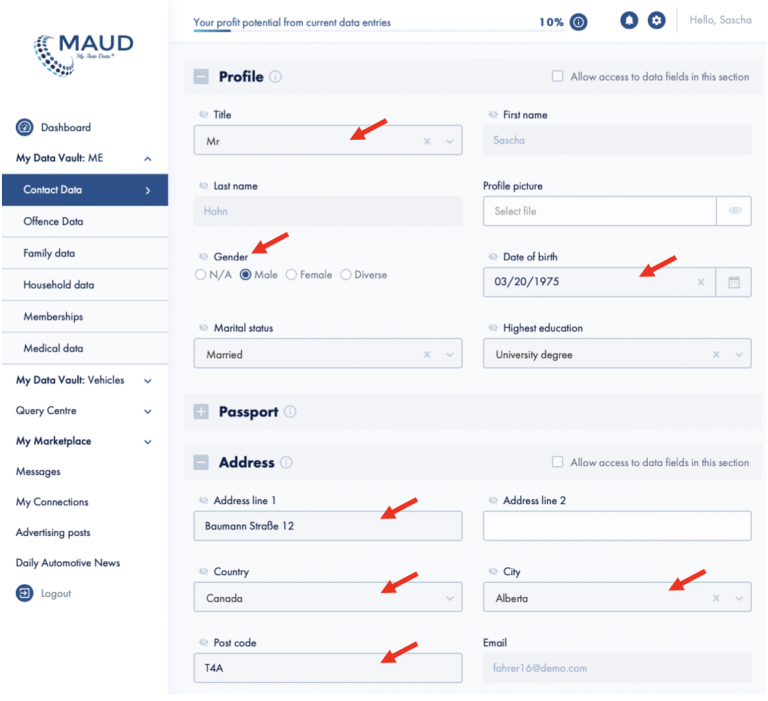 MAUD contact-data