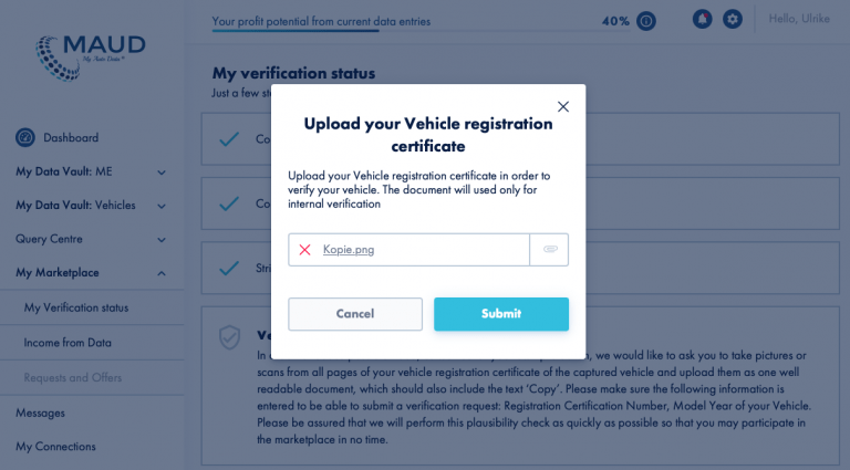 upload vehicle registration certificate